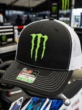 Retro Monster Energy Hat Green Claw Black White Richardson 112 Snapback Cap USA